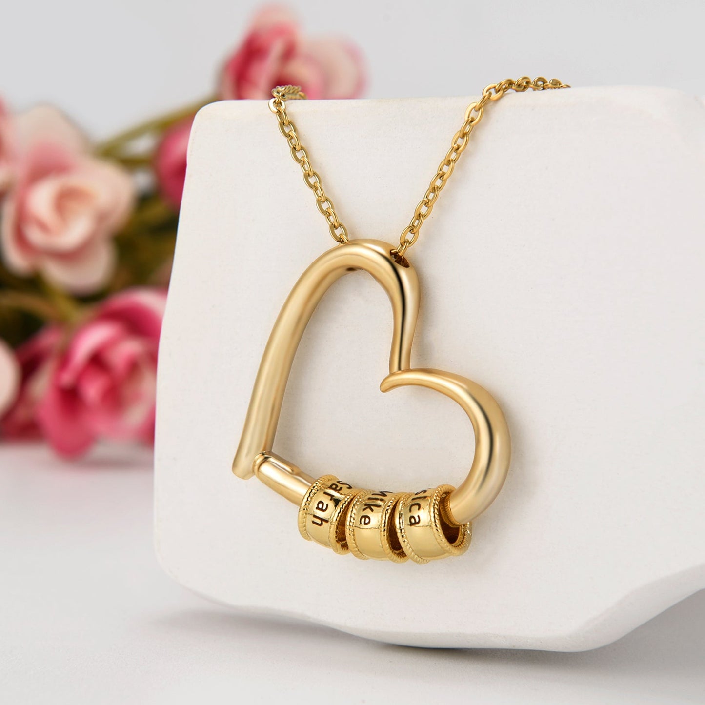 My Wife The Heart of Our Family - Personalized Beads Necklace