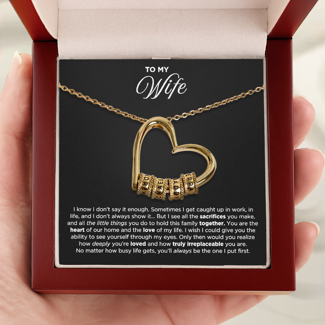 My Wife The Heart of Our Family - Personalized Beads Necklace