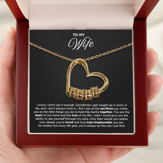 My Wife The Heart of Our Family - Personalized Beads Necklace